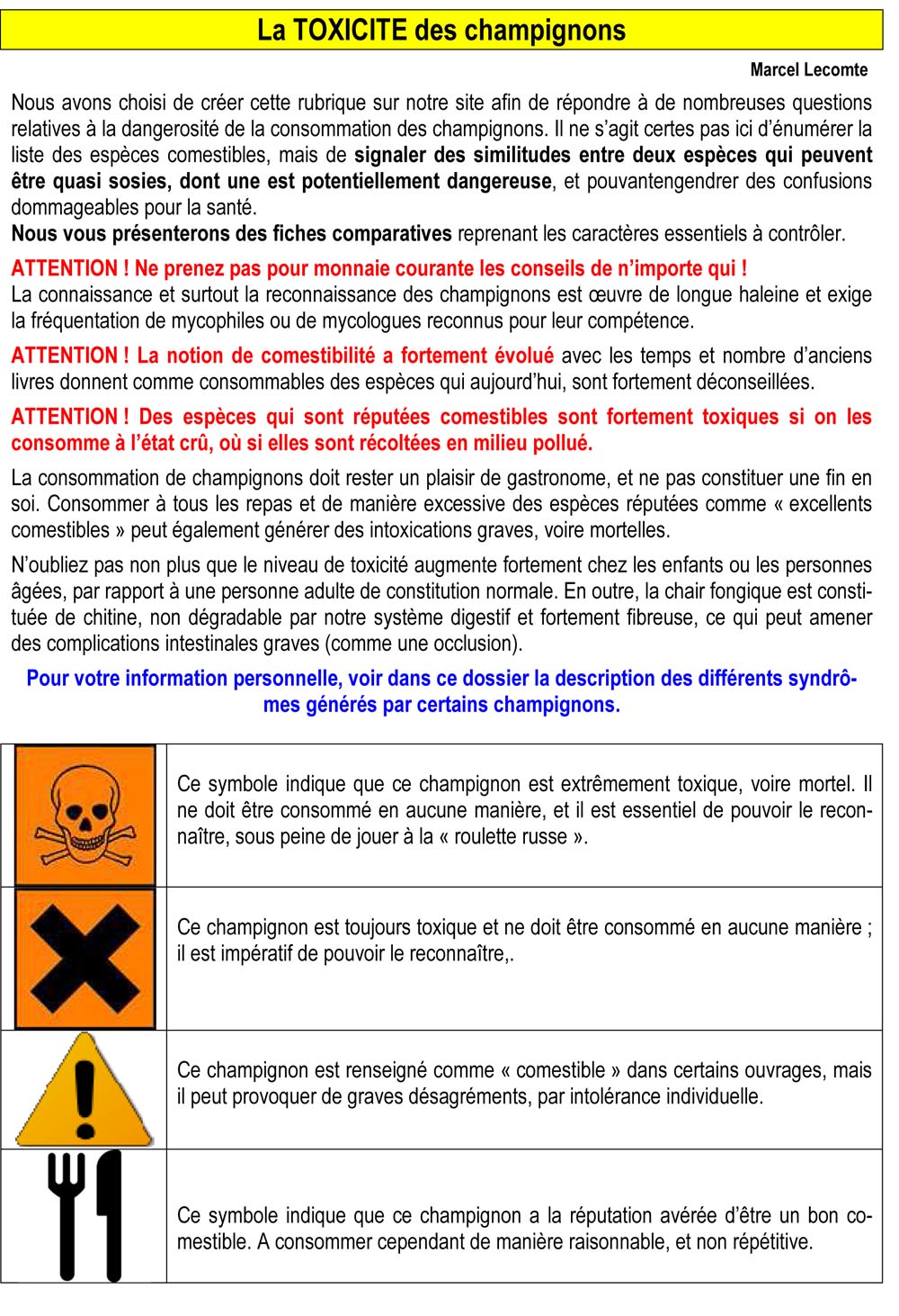 La toxicité des champignons