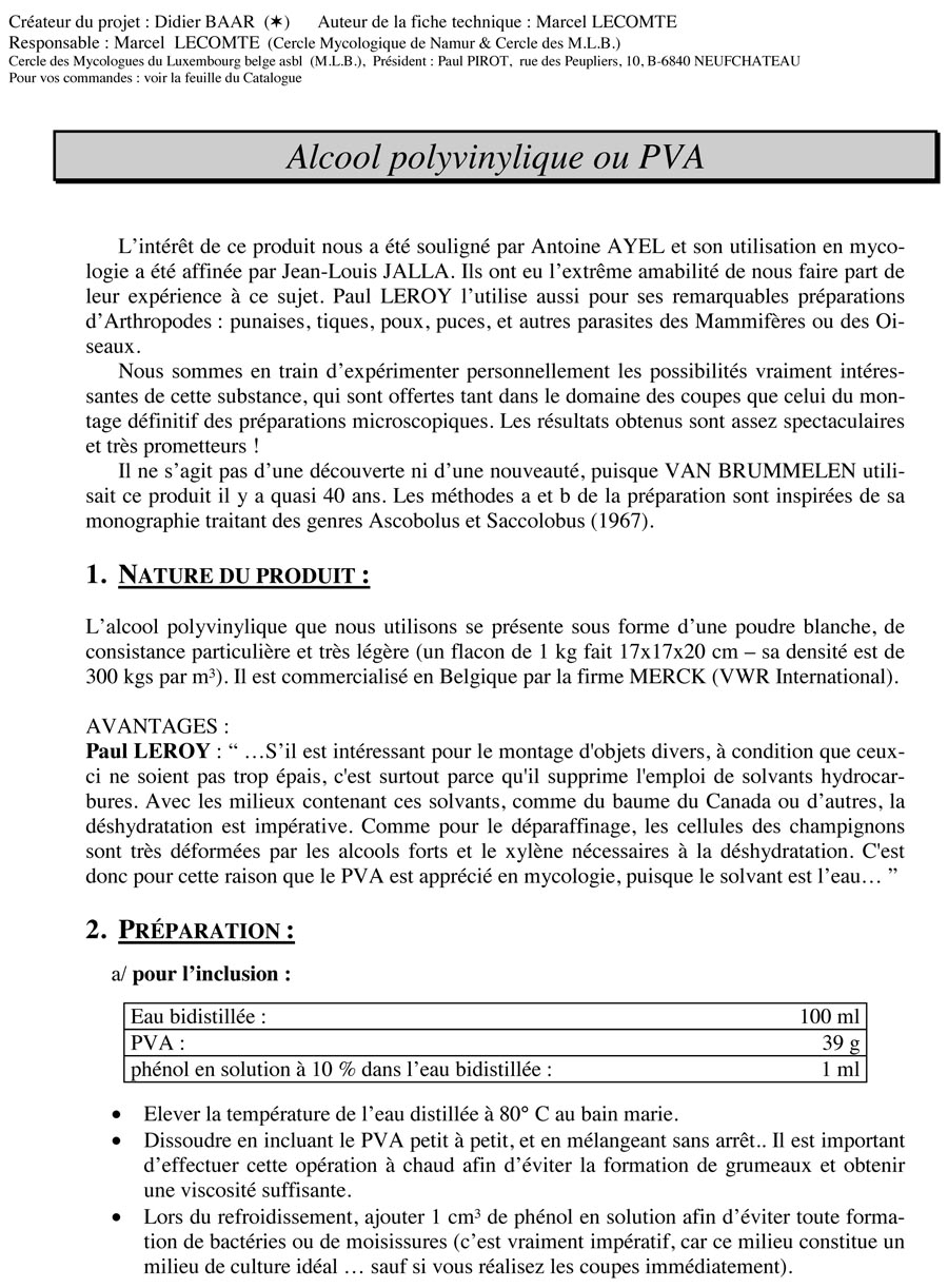 Alcool polyvinylique (PVA)